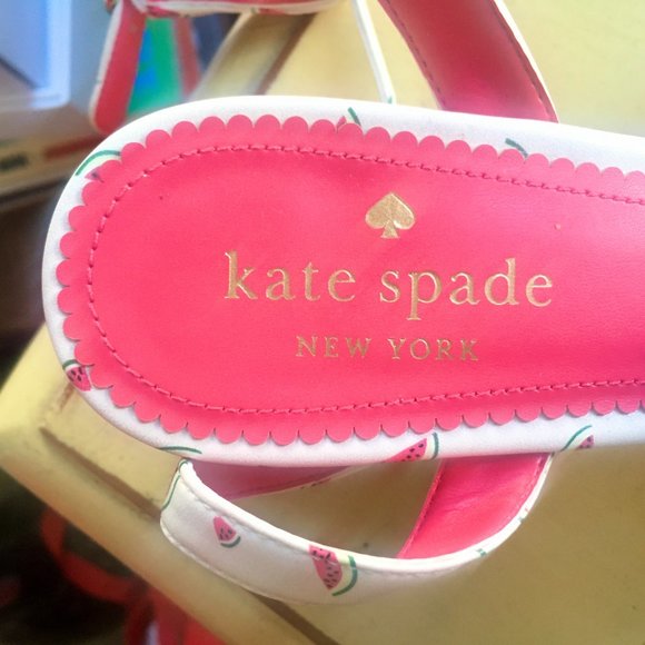Kate Spade RARE Watermelon Pattern Strappy Open Toe Block Heel - size 7 - Picture 5 of 6